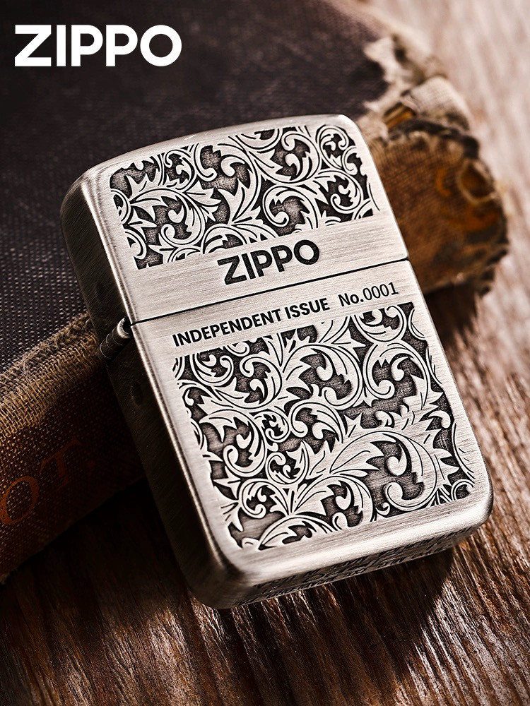 zippo打火机原装正版1941复刻双面雕刻古银唐草防风煤油男士送礼