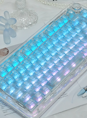 粉/蓝雾透喵呜甜品店机械键盘键帽爱心PC移印客制化原厂适wooting