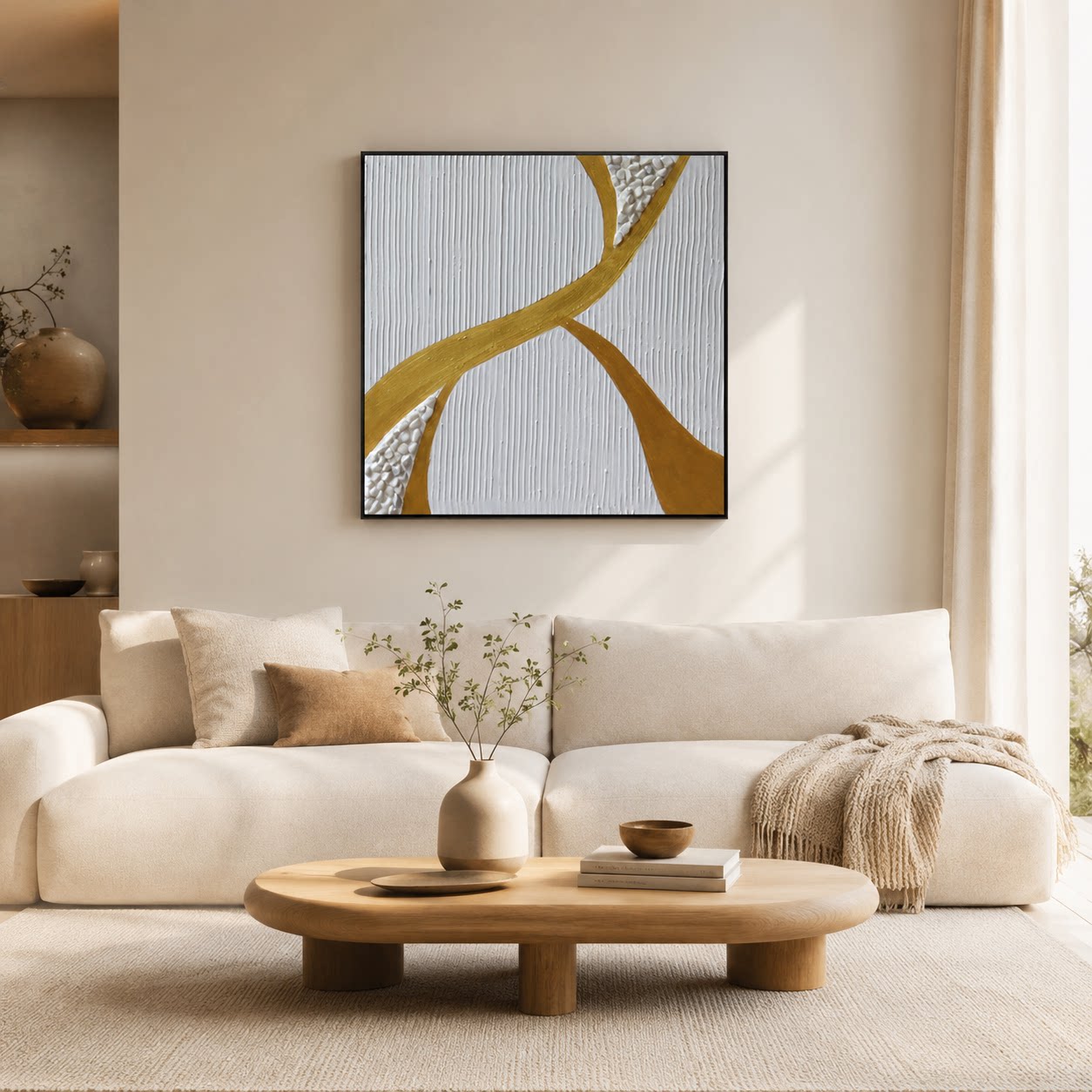 现代轻奢金线肌理手绘油画客厅玄关装饰画入户走廊沙发背景墙挂画