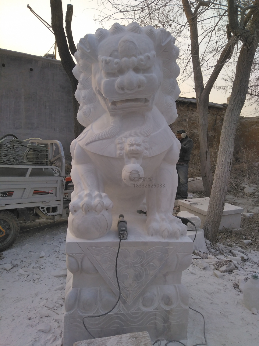 汉白玉天安门石狮子大理石装饰天安门狮子大型商场门口摆件仿古狮