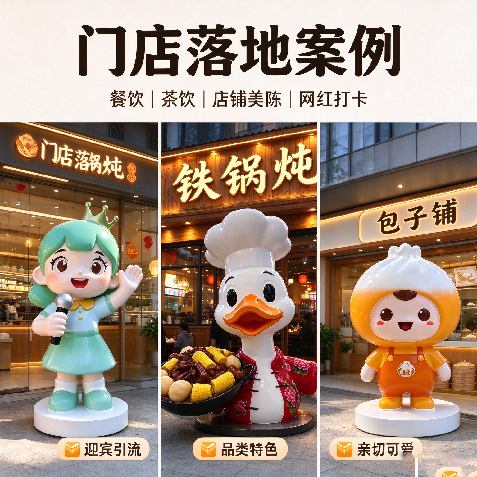玻璃钢卡通IP雕塑定制门店网红打卡吉祥物摆件餐饮店铺美陈大雕像