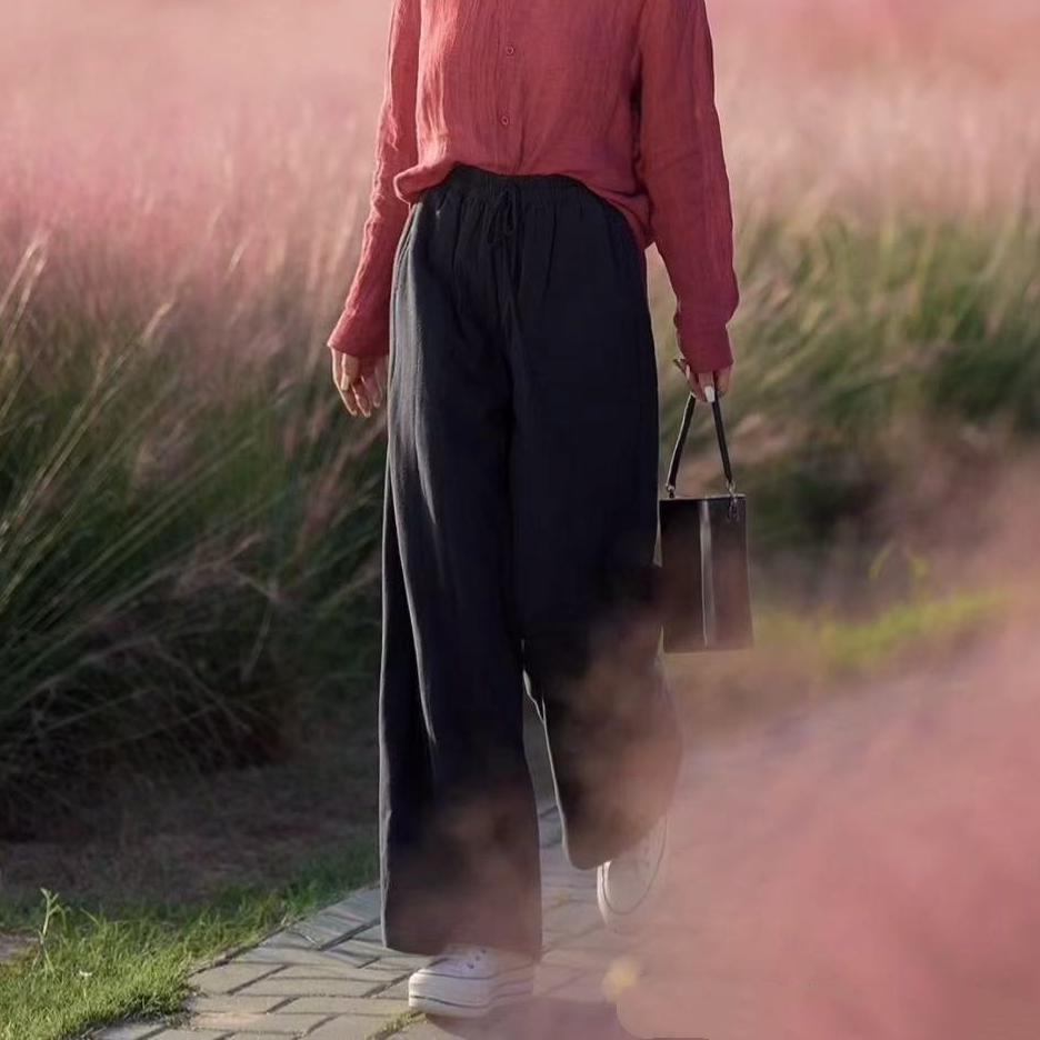 束心新中式冬装新款天丝苎麻直筒棉裤女松紧腰抽绳百搭夹棉休闲裤,女装/女士精品,棉裤/羽绒裤,淘宝优惠券,粉丝福利购,淘宝优惠卷