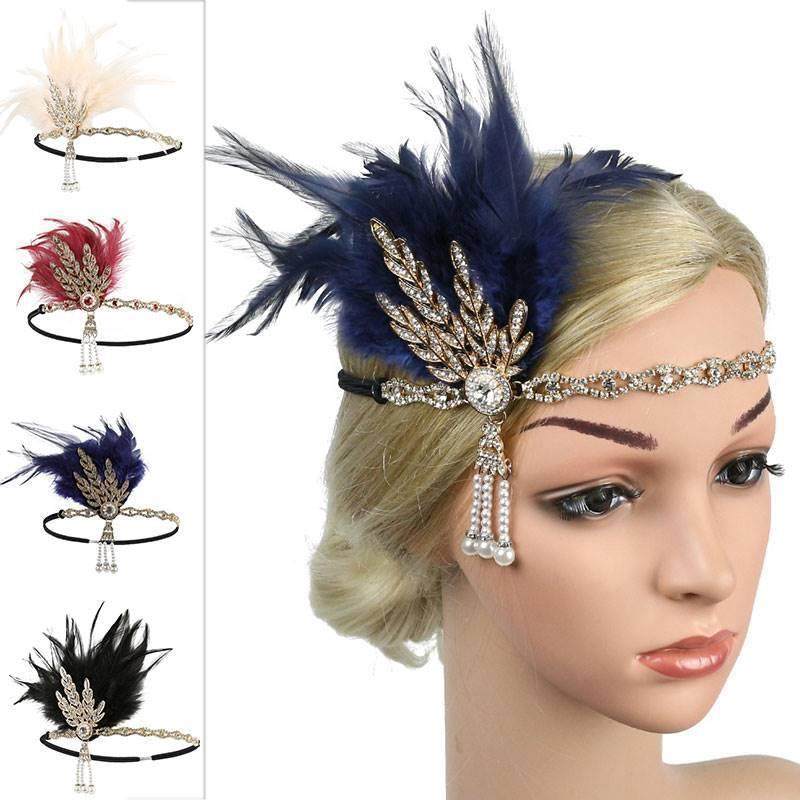 1920s Hairband Headpiece Feather Flapper Headband Headdress