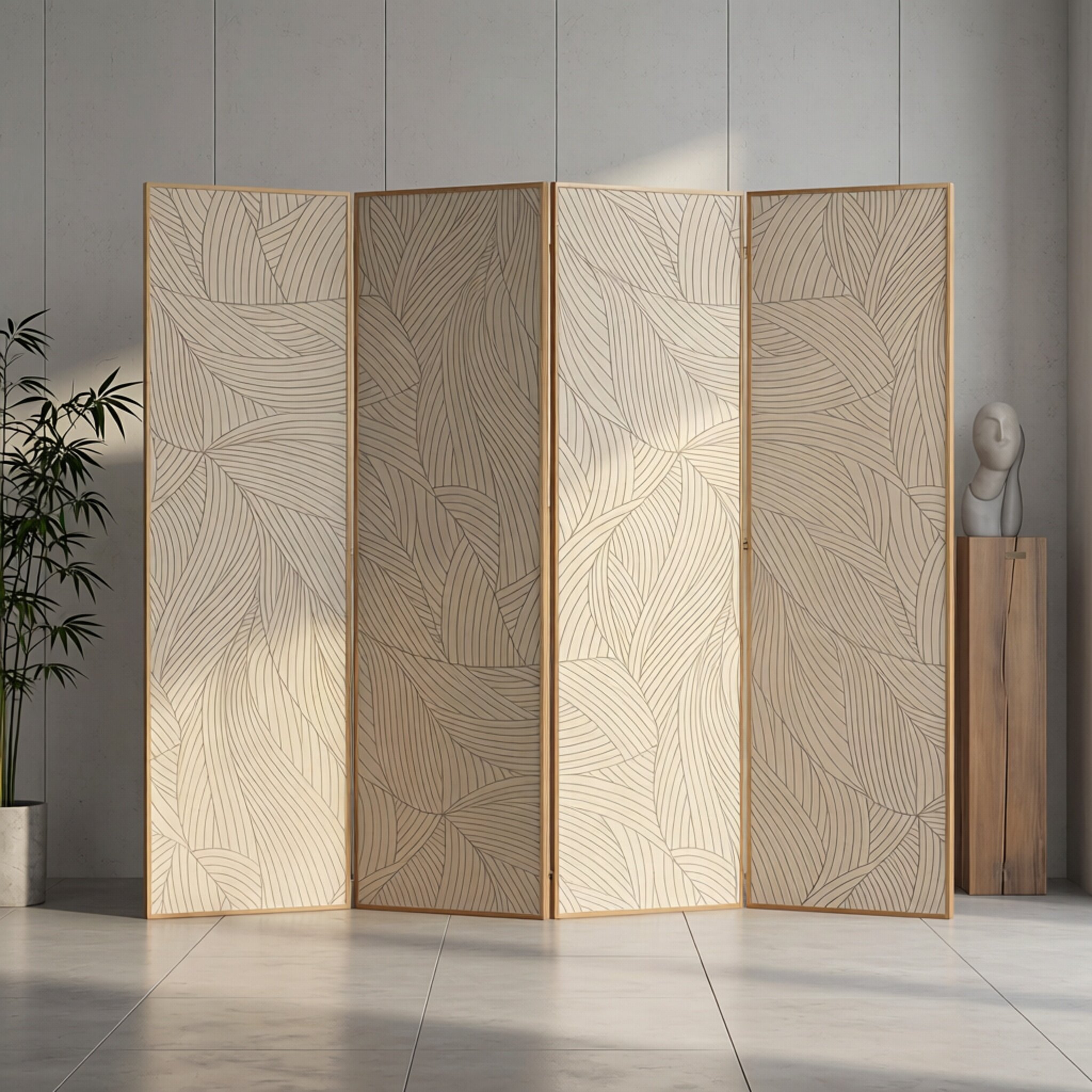 现代简约线条屏风折叠移动隔断客厅玄关入户遮挡家用背景酒店折屏