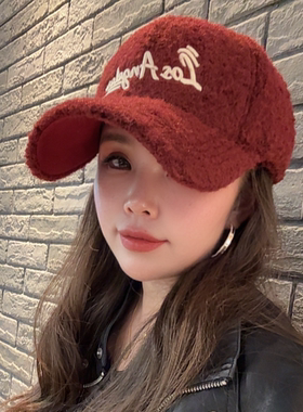 汇潮帽业毛绒加厚鸭舌帽字母棒球帽子男女时尚百搭冬季保暖潮流