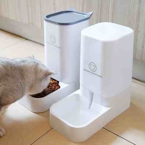 宠物自动喂食器猫咪自动投食神器猫粮狗粮猫盆喂水二合一饮水机碗