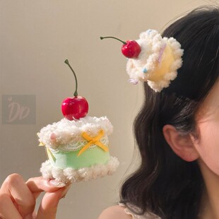 甜甜纸杯蛋糕~可爱樱桃发夹生日帽子头饰Lolita小礼帽拍照氛围感