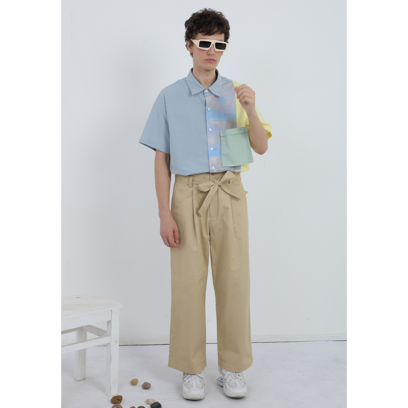 MIXSEVEN原创设计男士的休闲裤宽松直筒复古高腰卡其色阔腿裤长款在类目 男装, 休闲裤中 - 来自Buy2taobao.com提供专业的淘宝代购服务