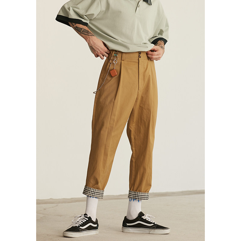 MIXSEVEN Original men's wear Retro Paige Khaki Straight Casual pants Trend trousers lattice Mosaic Trousersin the Men's clothing, Casual pants  category - from Buy2taobao.com to provide professional Taobao agent buy service
