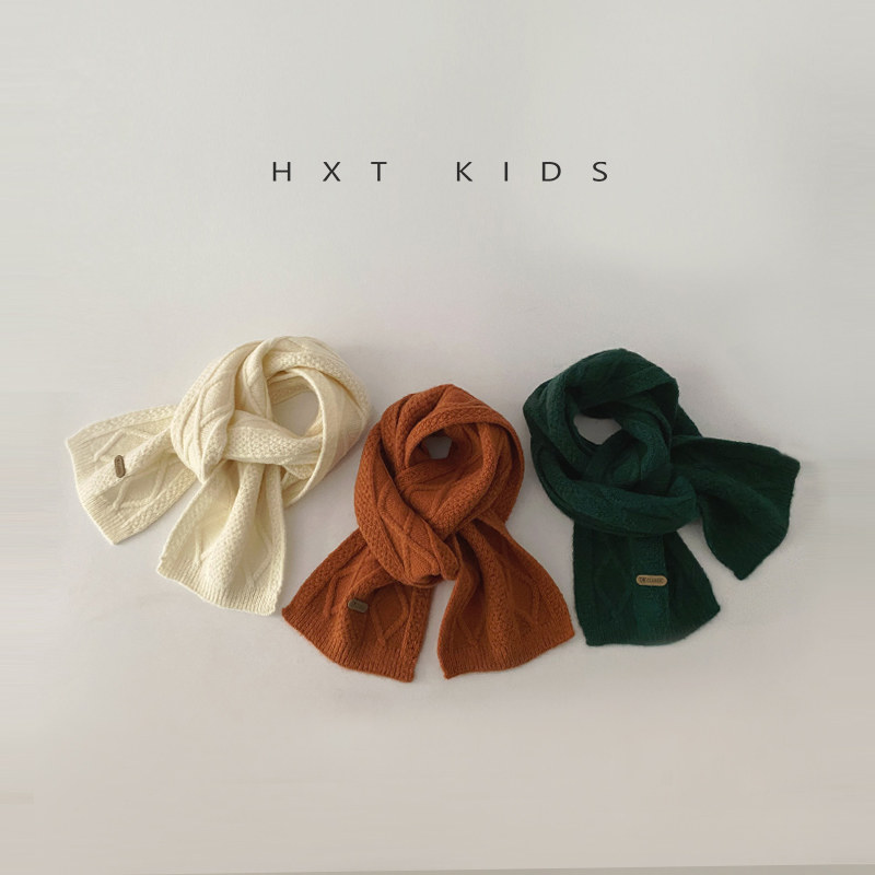 어린이 스카프 가을 겨울 스타일 작은 라벨 유행  겨울 야외 착용 따뜻한 한국어 버전 다목적 단색 스카프