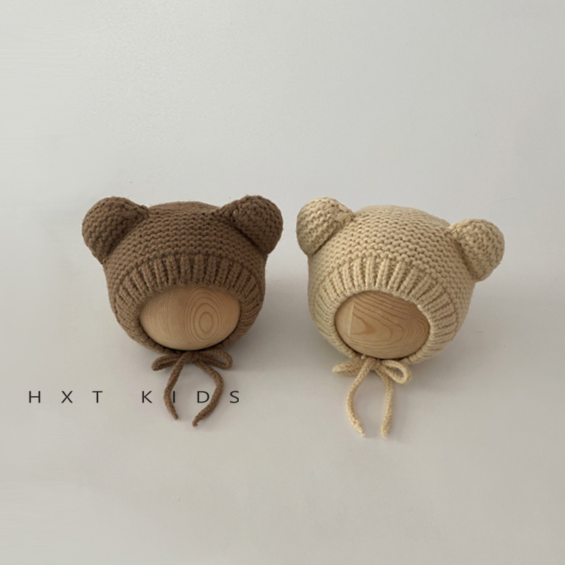 针织护耳帽无檐帽子护耳小熊耳朵