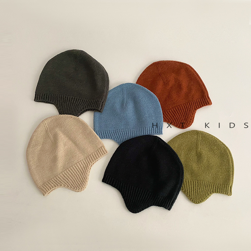 针织韩国ins纯色超萌婴儿帽子