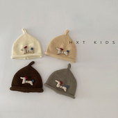 婴儿毛线帽秋冬季 超萌可爱卡通奶嘴帽6个月小月龄宝宝套头针织帽8