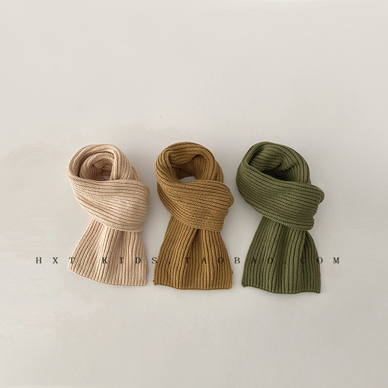어린이 스카프 겨울 스타일 단색 니트 목 스카프 소년과 소녀  가을 겨울 착용 따뜻한 스카프