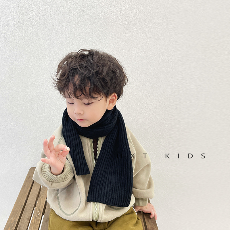 光板纯色洋气儿童保暖围巾