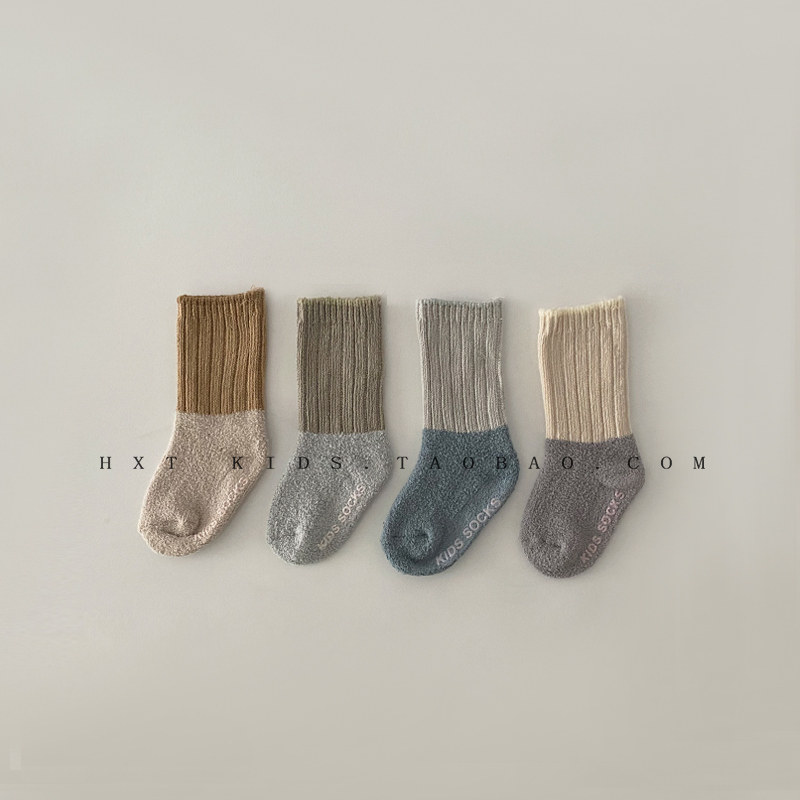 婴儿袜子秋冬加厚毛绒保暖0到3个月新生儿宝宝洋气拼接冬季中筒袜,童装/婴儿装/亲子装,儿童袜子(0-16岁),淘宝优惠券,粉丝福利购,淘宝优惠卷