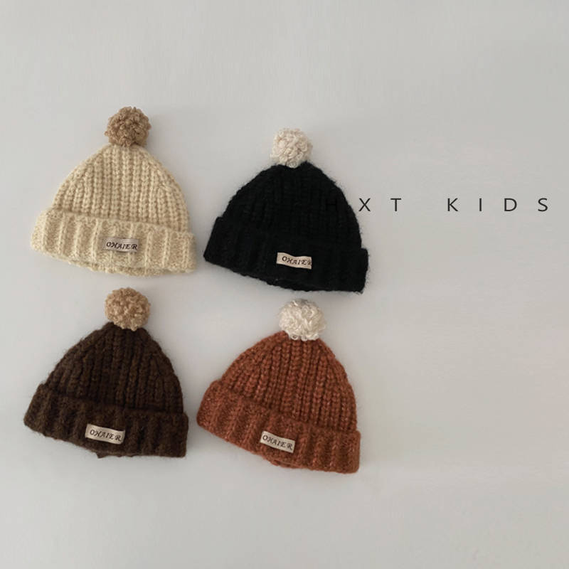 针织毛线帽可爱球球保暖韩版