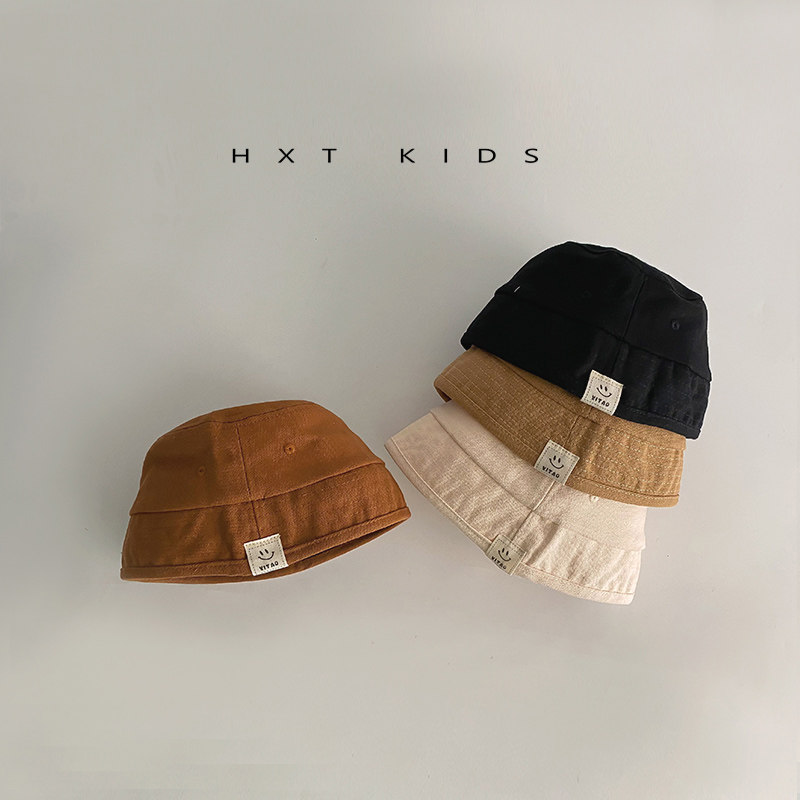 儿童帽子春秋薄款个性笑脸标韩国纯色水桶帽宝宝ins遮阳渔夫帽夏,童装/婴儿装/亲子装,帽子,淘宝优惠券,粉丝福利购,淘宝优惠卷