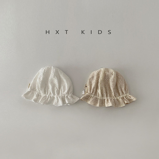 6个月婴幼儿女宝宝秋天渔夫帽8 花边洋气帽子3 婴儿盆帽春秋季 薄款