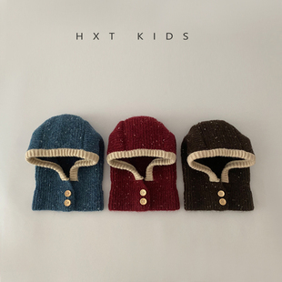 儿童帽子围巾一体洋气针织护耳帽1-3岁男女童宝宝出游保暖帽子冬4