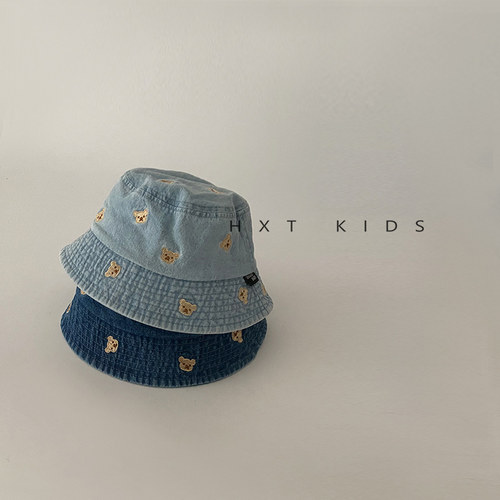 牛仔渔夫帽小熊刺绣遮阳