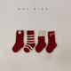 婴儿袜子春秋季 洋气红色条纹拼接中筒袜0 1岁小月龄满月宝宝拍照2