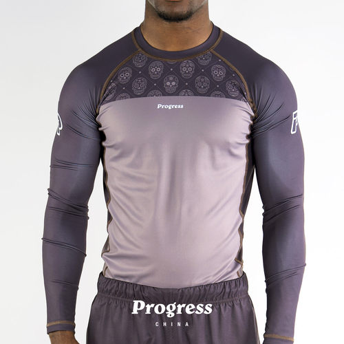 PROGRESS 烟紫唐骷髅 长袖 防磨衣 BJJ巴西柔术NOGI 官方直营