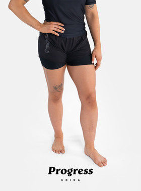 PROGRESS 经典款 双层女短裤 黑色 无道服巴西柔术BJJ官方直营