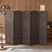 草编屏风隔断酒店玄关客厅卧室遮挡家用折屏简易折叠移动实木屏风