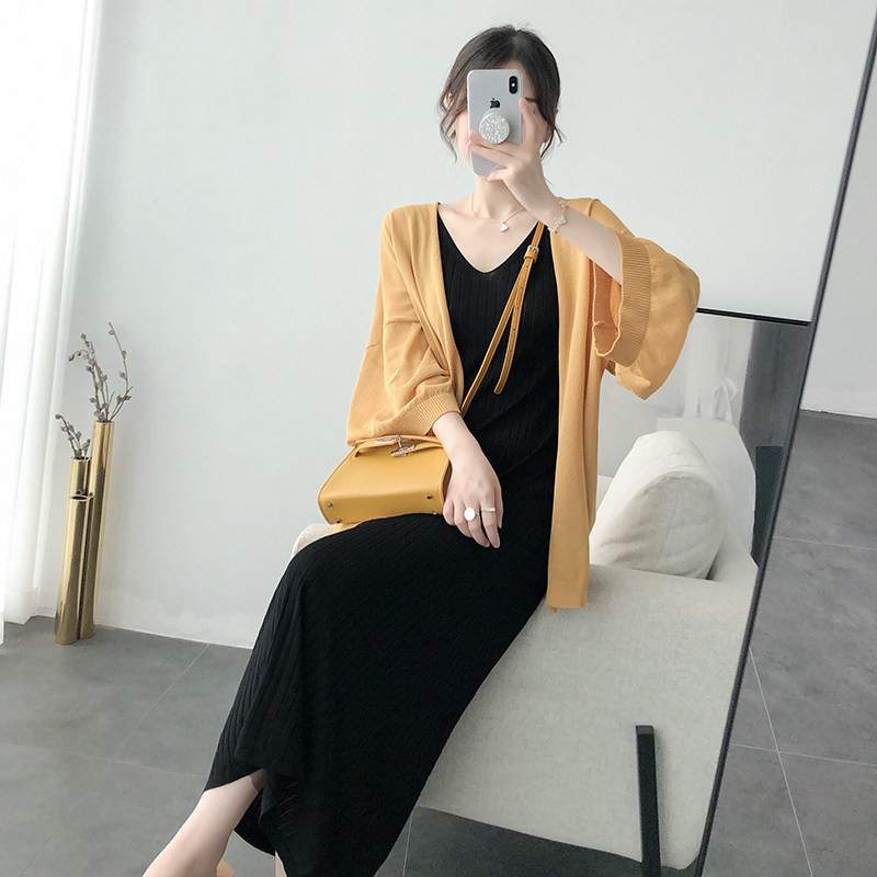 여성용 자외선 차단 의류 얇고 다용도 루즈하고 슬림한 아이스 실크 니트 가디건 한국식 게으른 스타일 숄 쇼트 코트