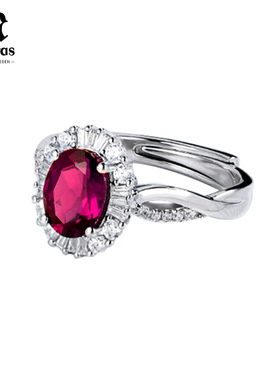 MALERAS培育红宝石S925银戒指