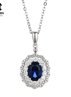 MALERAS培育蓝宝石S925银项链鎏光时代项链