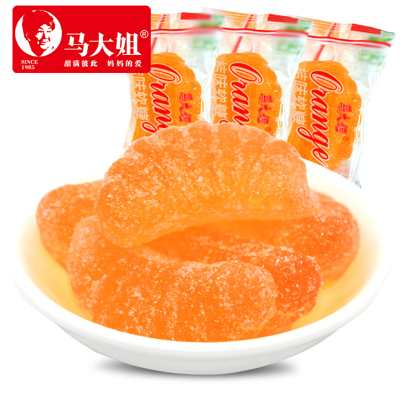 马大姐桔味软糖500g袋装 橘子瓣形软糖结婚喜糖80后怀旧休闲零食