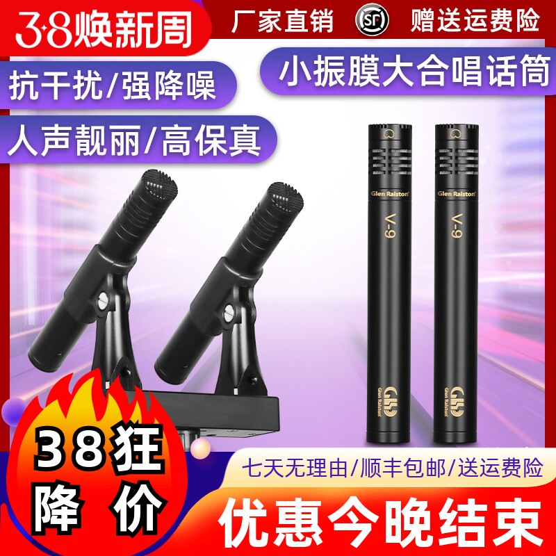 格伦士顿V9小振膜电容麦克风专业舞台小振膜乐器拾音录音直播话筒