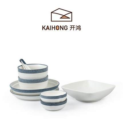 开鸿 日式餐具2/4/6人碗碟套装家用简约碗筷北欧情侣复古和风碗盘