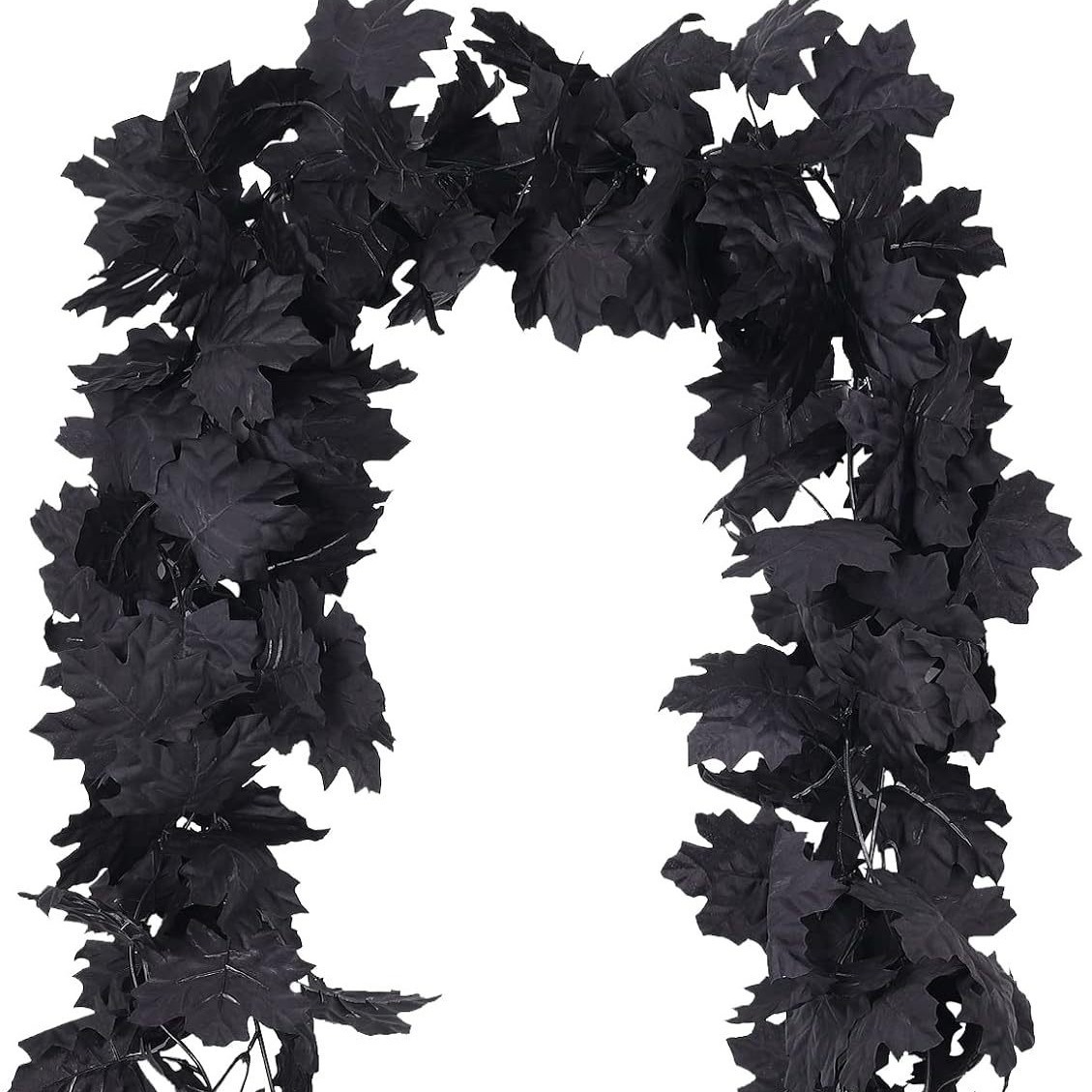 Halloween仿真红枫叶藤条万圣节美陈布置假树叶门头窗户装饰花藤