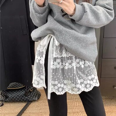 蝴蝶花朵网纱蕾丝屁帘叠穿半身裙