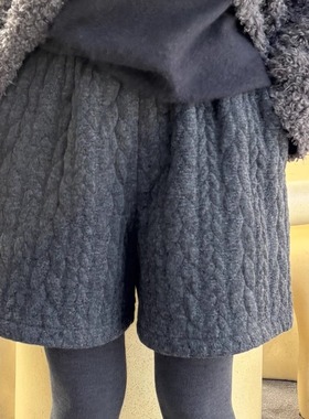 十三行韩系麻花短裤冬季新款外穿宽松显瘦休闲阔腿短裤靴裤打底裤