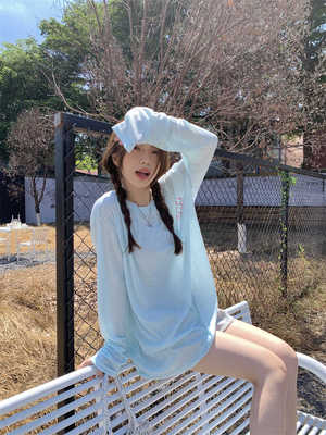 慵懒风印花罩衫夏季宽松防晒衫