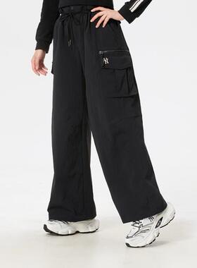 MLB黑色宽松工装裤女多口袋休闲运动长裤运动风3FWPV0161