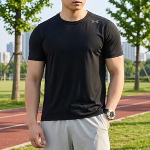 UnderArmour安德玛26新款男运动短袖T恤速干透气圆领黑色6009506