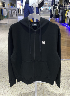 MLB新款25秋季男女纯色休闲拉链连帽卫衣外套3ATRB0154