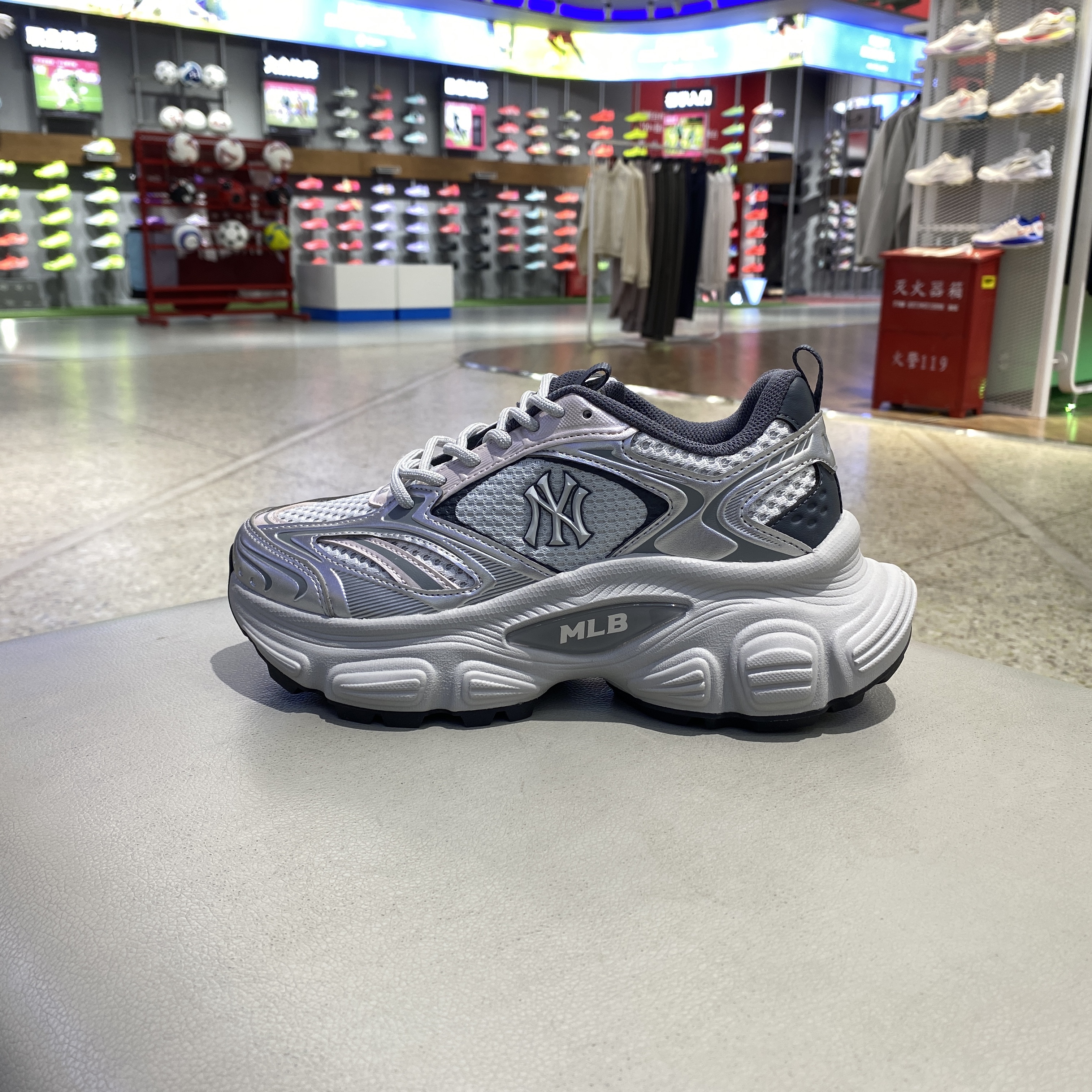 MLB休闲鞋25新款时尚厚底增高舒适运动鞋3ASHWD15N-50GRL