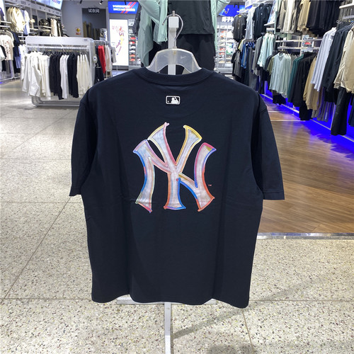 正品MLB男女休闲宽松大标背标大LOGO短袖T恤3ATSB0663