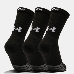 UnderArmour安德玛男女高筒袜子篮球袜UA HeatGear袜3双装1346751