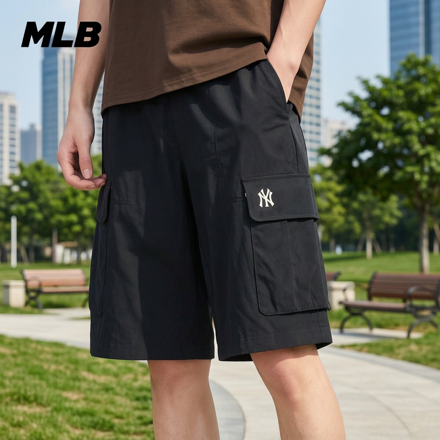 MLB正品男夏季口袋工装裤凉感透气时尚休闲短裤3ASMB0363 - 实物图