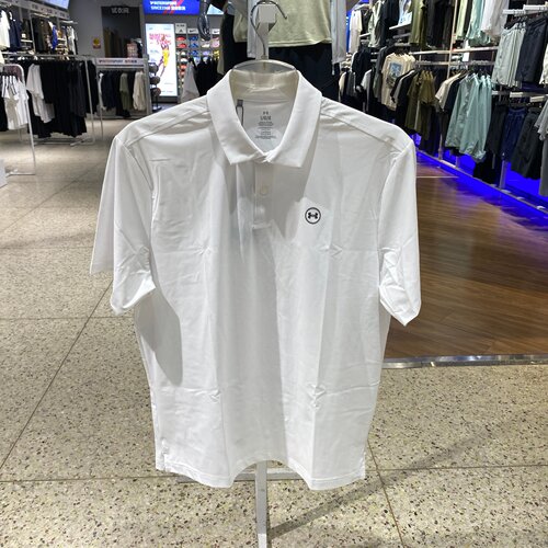 安德玛男士白色短袖翻领POLO衫