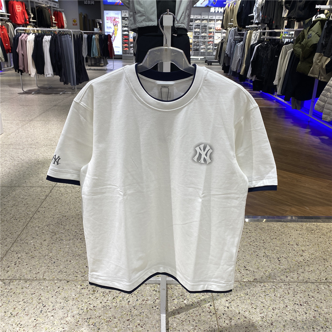 MLB运动休闲时尚单品男女圆领大标个性拼色短袖T恤纯棉3ATSB0963