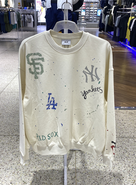 MLB男女情侣时尚潮流涂鸦LOGO圆领套头卫衣25秋季新款3AMTG0154