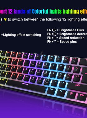 61Key 61Keys Gaming Keybaord Wired Mini Mechanical Keybaord